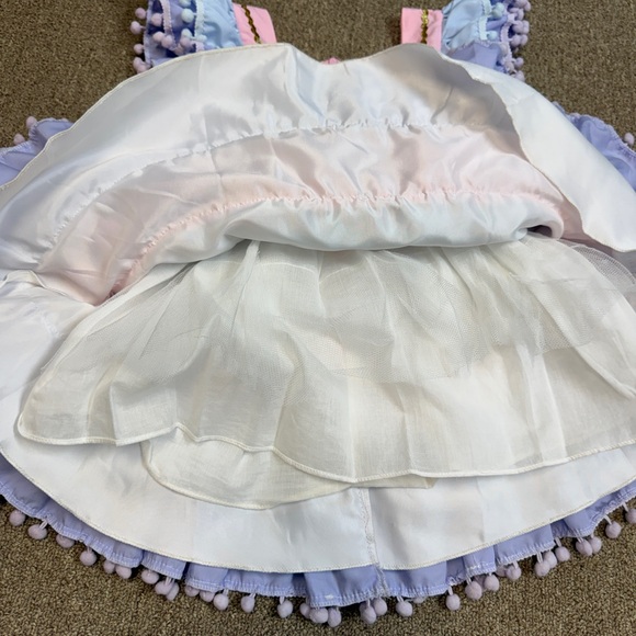 Trish Scully: Girls Pom Pom Dress, Pink / Blue/ Yellow / Purple, Size 5 - Picture 8 of 11